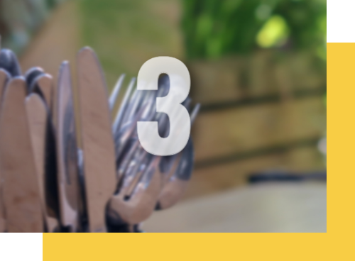 Trzy przegrody na sztućce