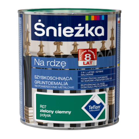 Gruntoemalia na rdzę zielony ciemny połysk R07 0,65 l Śnieżka