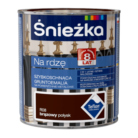 Gruntoemalia na rdzę brąz połysk R08 0,65 l Śnieżka