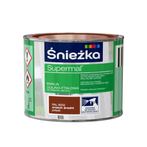 Farba emaliowa olejno-ftalowa Supermal orzech średni 0,2 l Śnieżka