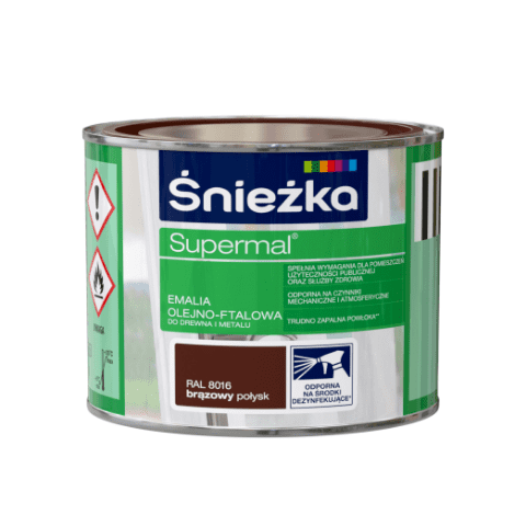 Farba emaliowa olejno-ftalowa Supermal brązowy 0,2 l Śnieżka