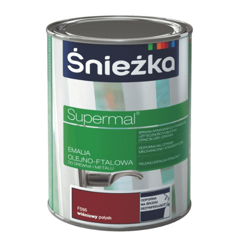 Emalia olejno-ftalowa do drewna i metalu Supermal Wiśniowy 0,8 l Śnieżka