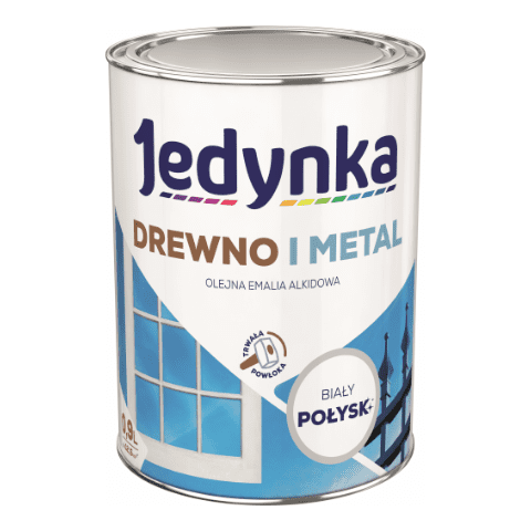 Farba alkidowa Jedynka Do Drewna i Metalu Połysk Biały 0,9 l