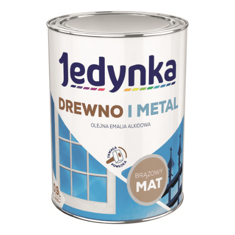 Farba alkidowa Jedynka Do Drewna i Metalu Mat Brązowy 0,9 l