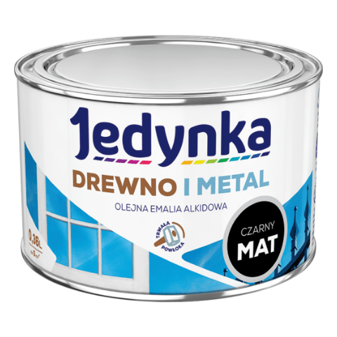 Farba alkidowa Jedynka Do Drewna i Metalu Mat Czarny 0,36 l