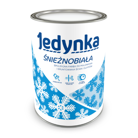 Farba winylowa Jedynka Śnieżnobiała 1 l