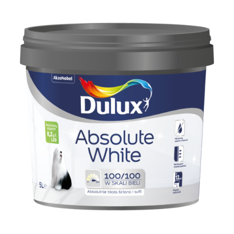 Farba akrylowa Dulux Absolute White 5 l
