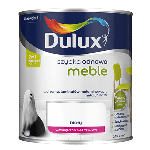 Farba akrylowa Dulux Szybka Odnowa Meble 0,75 l – biała