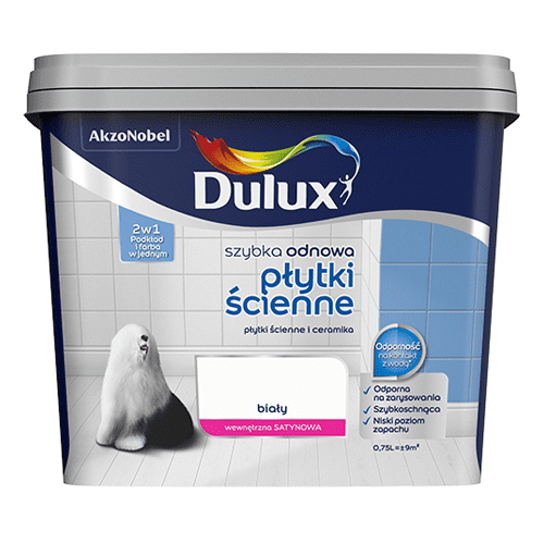 Farba akrylowa Dulux Szybka Odnowa Płytki Ścienne 0,75 l – biały