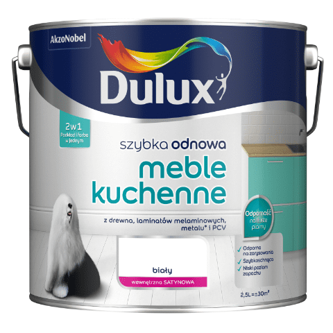 Farba akrylowa Dulux Szybka Odnowa Meble Kuchenne 2,5 l – biała