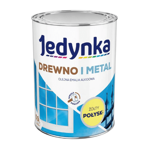 Farba alkidowa Jedynka Do Drewna I Metalu Połysk Żółty Jasny 0,9 l