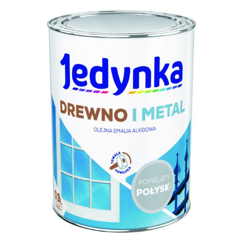 Farba alkidowa Jedynka Do Drewna I Metalu Połysk Popielaty 0,9 l