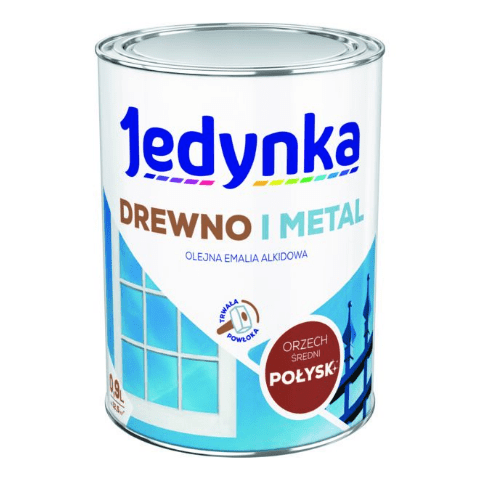 Farba alkidowa Jedynka Do Drewna I Metalu Połysk Orzech Średni 0,9 l