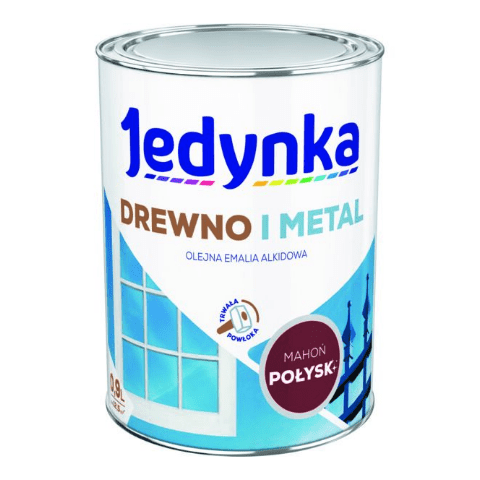 Farba alkidowa Jedynka Do Drewna I Metalu Połysk Mahoń 0,9 l