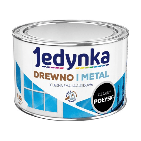 Farba alkidowa Jedynka Do Drewna I Metalu Połysk Czarny 0,36 l