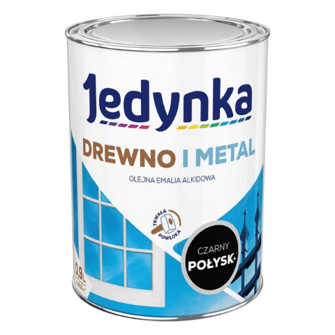 Farba alkidowa Jedynka Do Drewna I Metalu Połysk Czarny 0,9 l