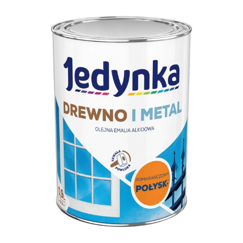 Farba alkidowa Jedynka Do Drewna I Metalu Połysk Pomarańczowy Pastelowy 0,9 l