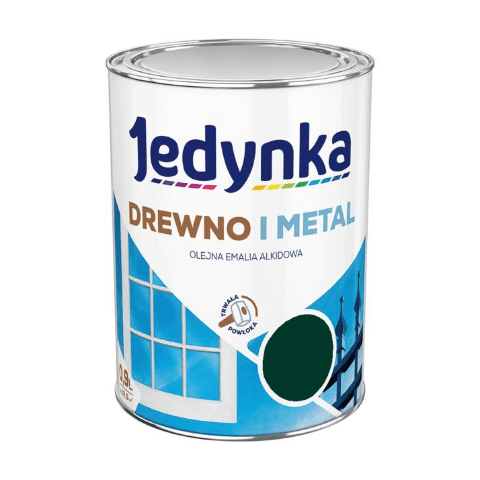 Farba alkidowa Jedynka Do Drewna I Metalu Połysk Zielony Ciemny 0,9 l