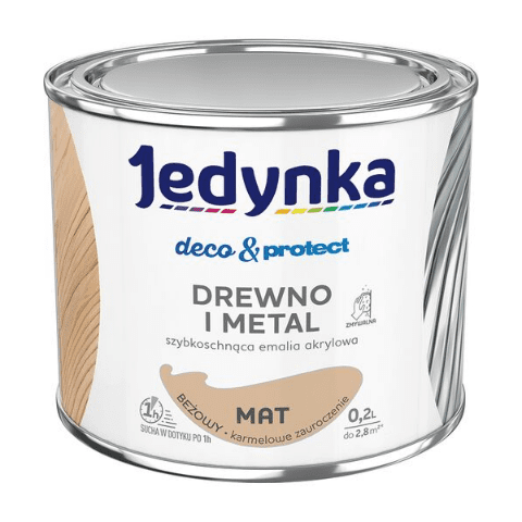 Farba akrylowa Jedynka Deco&Protect Drewno i Metal Mat Beżowy 0,2 l