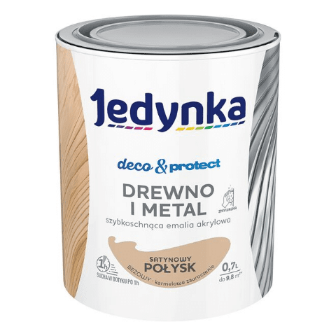 Farba akrylowa Jedynka Deco&Protect Drewno i Metal Satynowy Połysk Beżowy 0,7 l