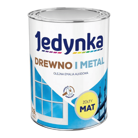 Farba alkidowa Jedynka Do Drewna I Metalu Mat Żółty Jasny 0,9 l