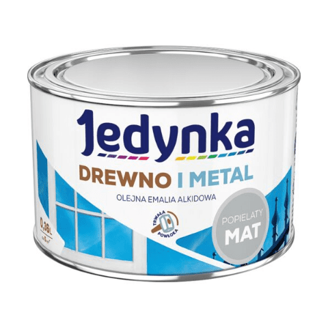 Farba alkidowa Jedynka Do Drewna I Metalu Mat Popielaty 0,36 l