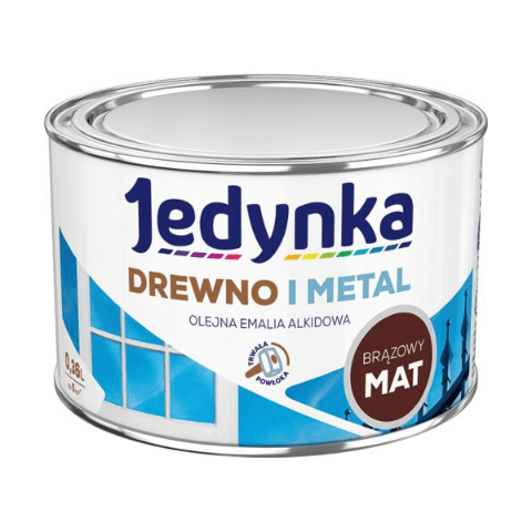 Farba alkidowa Jedynka Do Drewna I Metalu Mat Brązowy 0,36 l