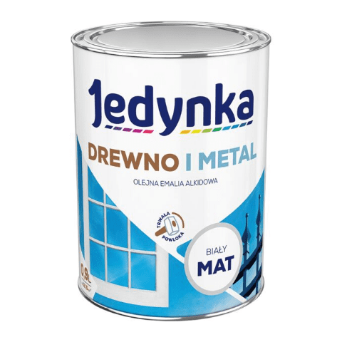 Farba alkidowa Jedynka Do Drewna I Metalu Mat Biały 0,9 l