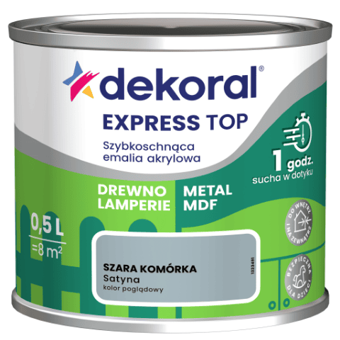 Szybkoschnąca emalia akrylowa EXPRESS TOP Szara komórka 0,5 l Dekoral