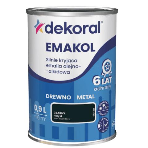 Emalia olejno-alkidowa EMAKOL Czarny 0,9 l Dekoral