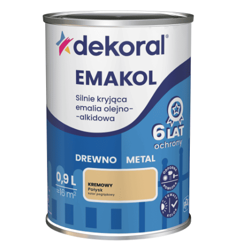 Emalia olejno-alkidowa EMAKOL Kremowy 0,9 l Dekoral