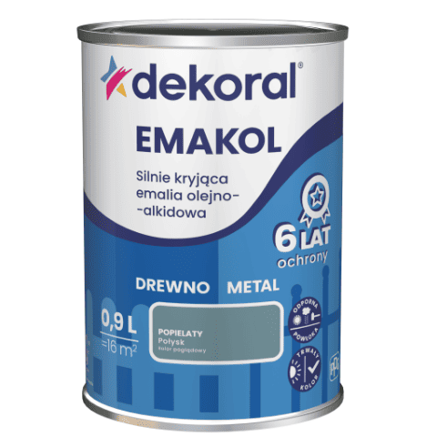 Emalia olejno-alkidowa EMAKOL Popielaty 0,9 l Dekoral