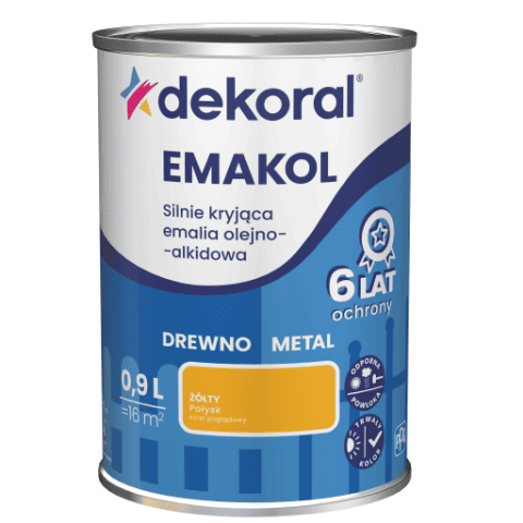Emalia olejno-alkidowa EMAKOL Żółty 0,9 l Dekoral