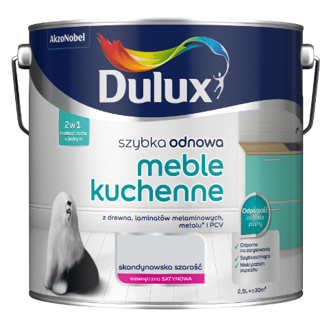 Farba akrylowa Dulux Szybka Odnowa Meble Kuchenne 2,5 l – skandynawska szarość