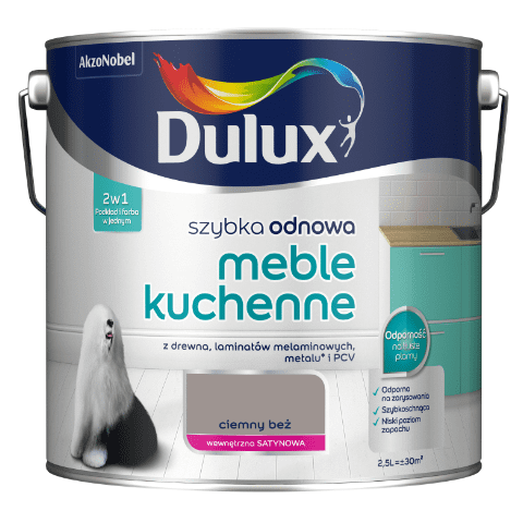 Farba akrylowa Dulux Szybka Odnowa Meble Kuchenne 2,5 l – ciemny beż