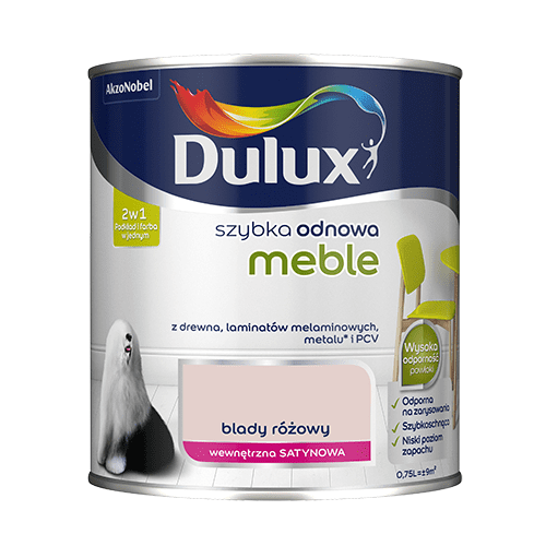 Farba akrylowa Dulux Szybka Odnowa Meble 0,75 l – blady różowy