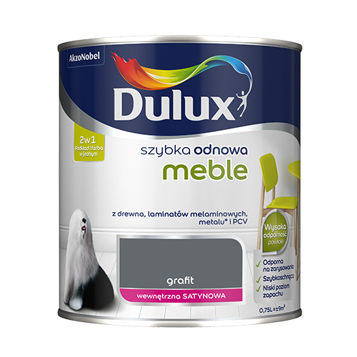 Farba akrylowa Dulux Szybka Odnowa Meble 0,75 l – grafit