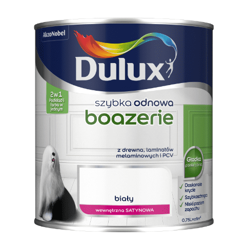 Farba akrylowa Dulux Szybka Odnowa Boazerie 0,75 l – biały