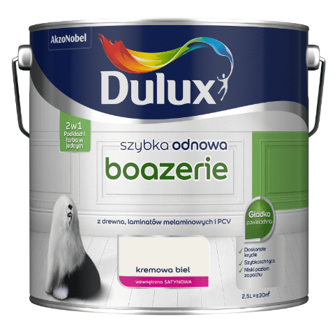 Farba akrylowa Dulux Szybka Odnowa Boazerie 2,5 l – kremowa biel