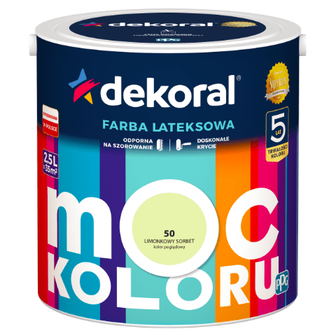 Farba lateksowa do wnętrz MOC KOLORU Limonkowy sorbet 2,5 l Dekoral