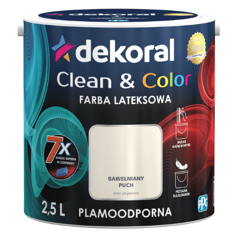 Farba lateksowa Clean&Color Bawełniany Puch 2,5 l Dekoral
