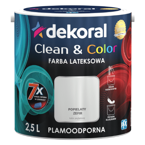 Farba lateksowa Clean&Color Popielaty Zefir 2,5 l Dekoral