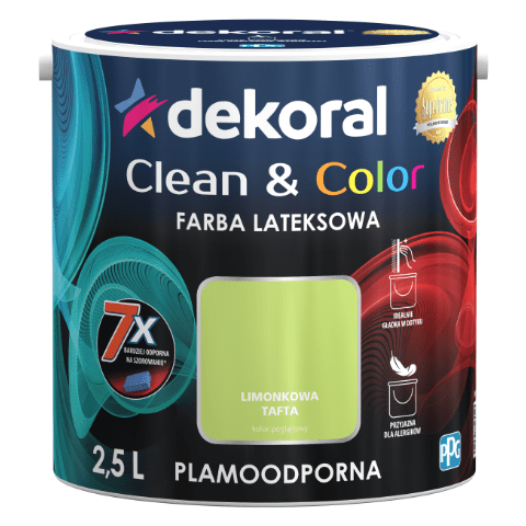 Farba lateksowa Clean&Color Limonkowa Tafta 2,5 l Dekoral