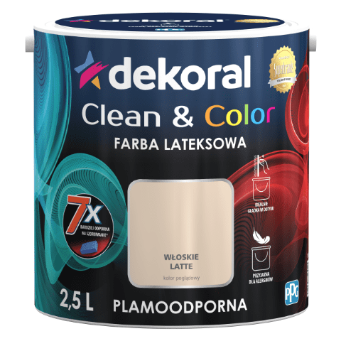 Farba lateksowa Clean&Color Włoskie Latte 2,5 l Dekoral