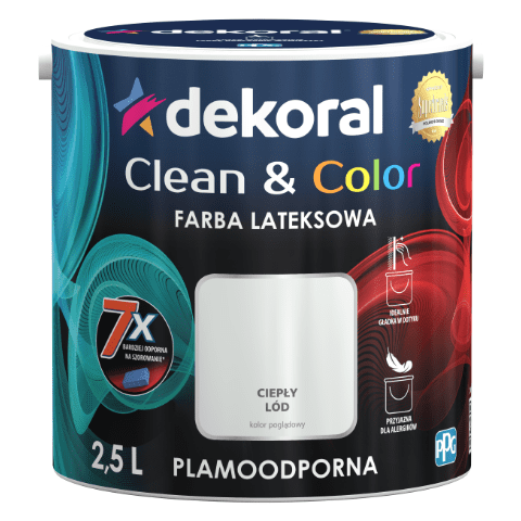 Farba lateksowa Clean&Color ciepły lód 2,5 l Dekoral