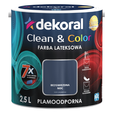 Farba lateksowa Clean&Color bezgwiezdna noc 2,5 l Dekoral