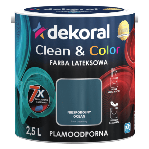 Farba lateksowa Clean&Color niespokojny ocean 2,5 l Dekoral