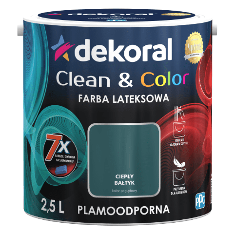 Farba lateksowa Clean&Color ciepły Bałtyk 2,5 l Dekoral