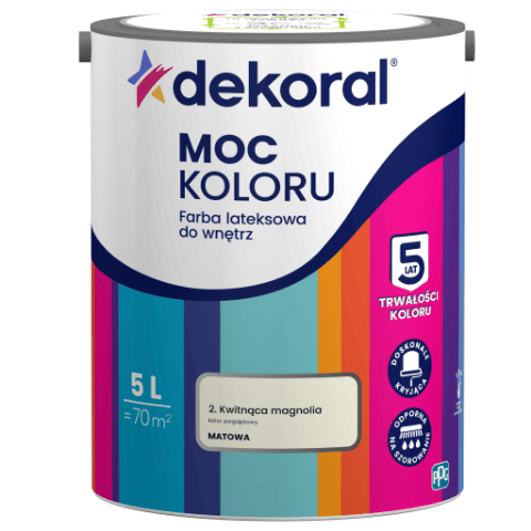 Farba lateksowa do wnętrz MOC KOLORU Kwitnąca magnolia 5 l Dekoral