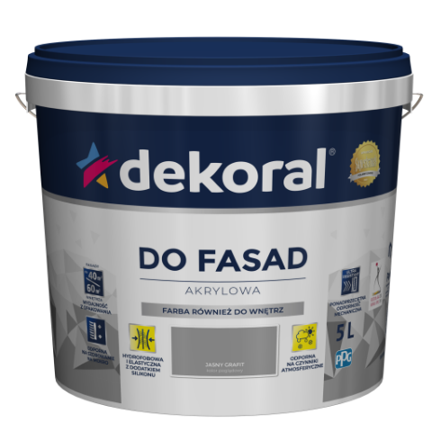 Farba akrylowa fasadowa Polinit jasny grafit 5 l
